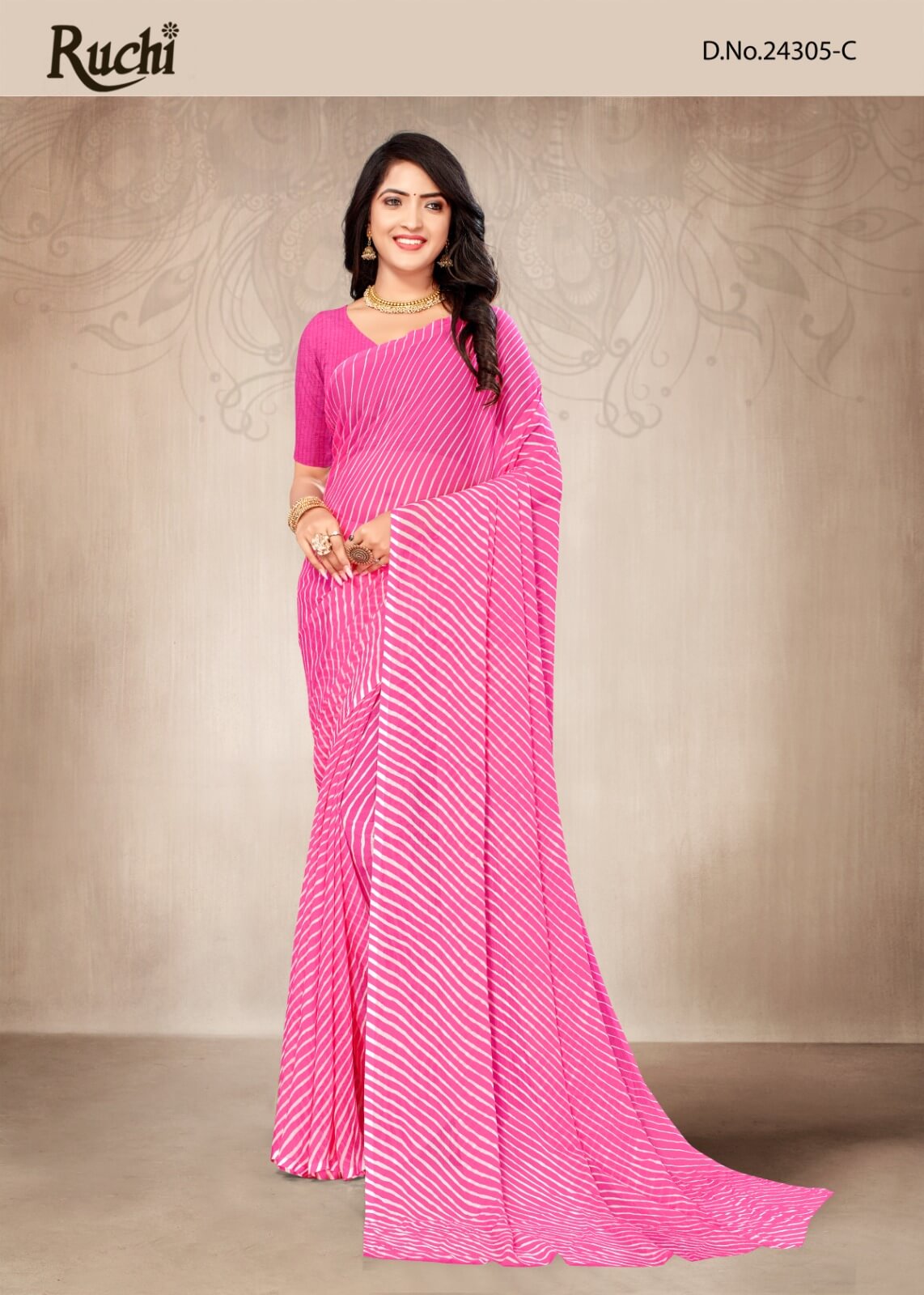 RUCHI SAREES STAR CHIFFON LEHRIYA 108 